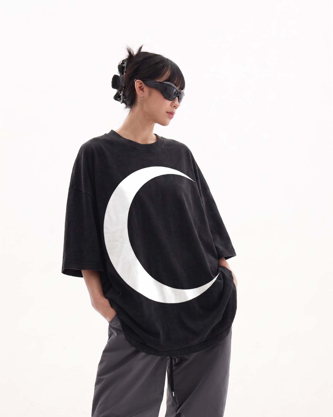 Maxi T-shirt "Moon" Black Unisex