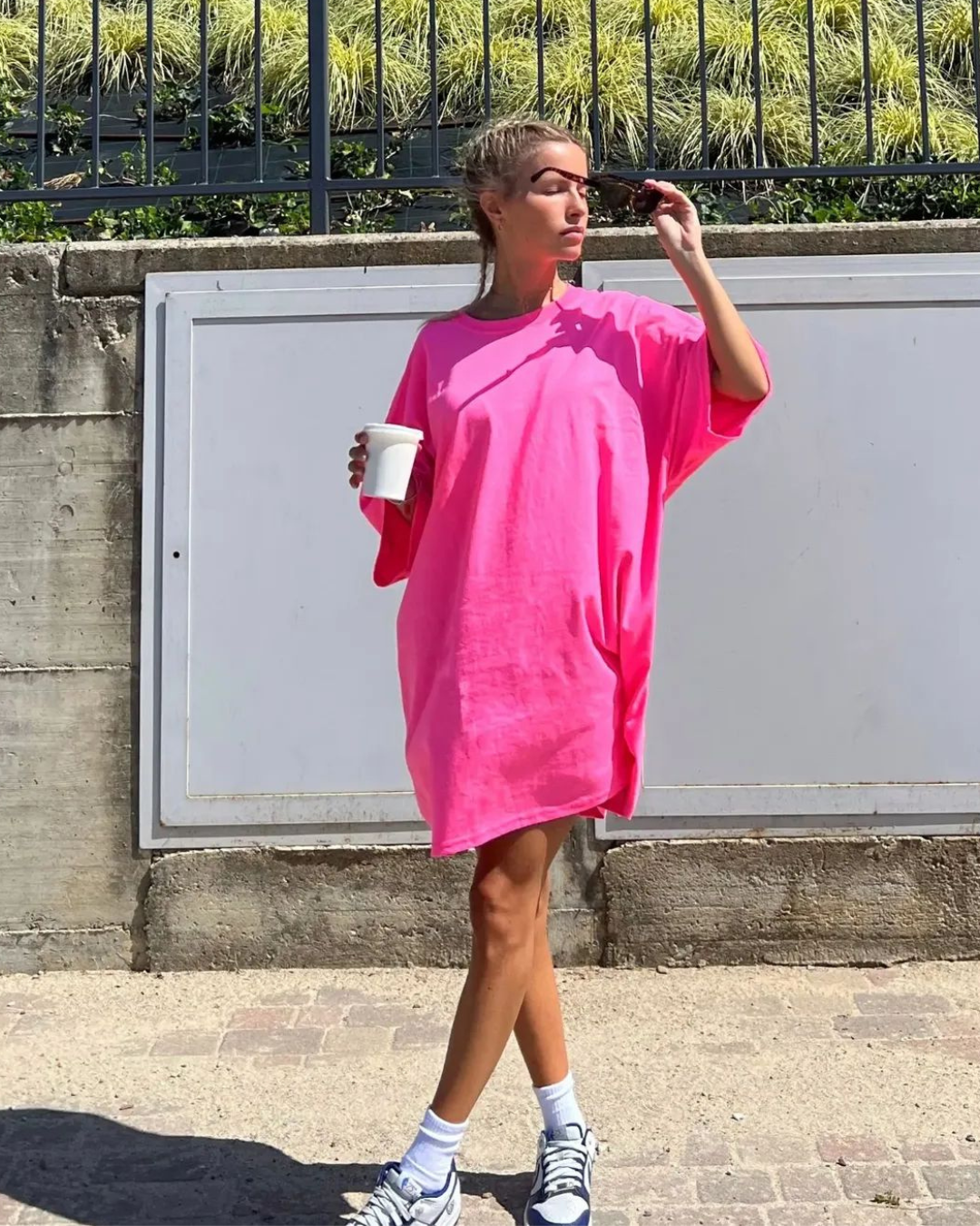 Maxi T-shirt "Basic" Pink fluo