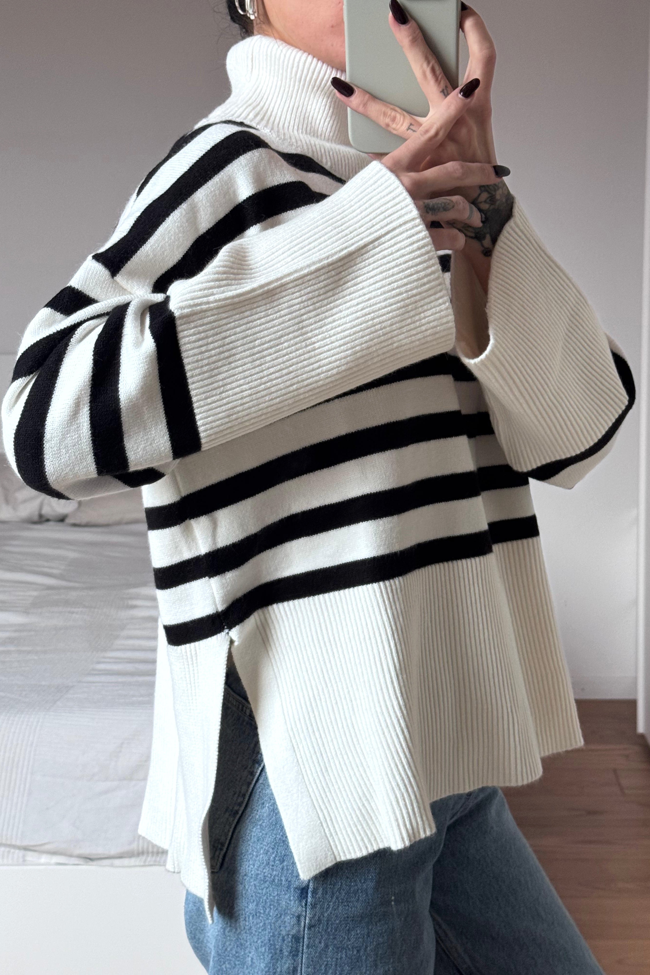 Maglione "Stripes" a collo alto white