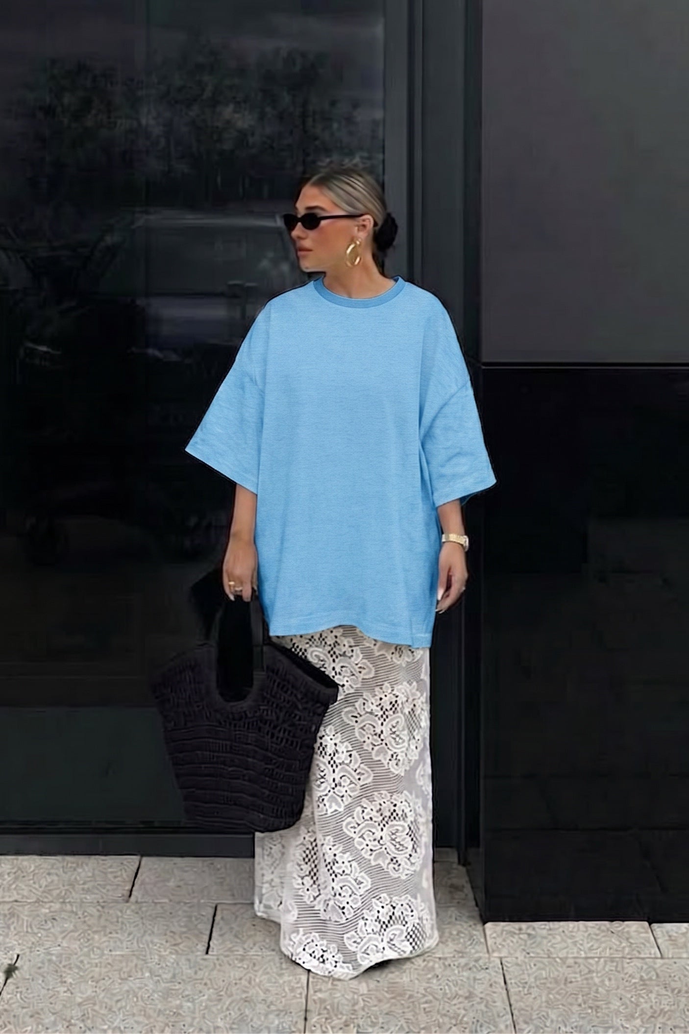 Maxi T-shirt "Basic" Light Blue