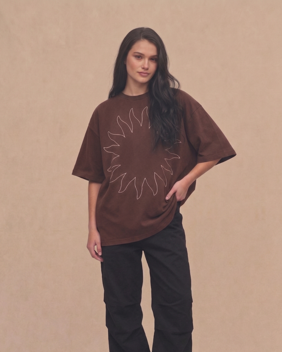 Maxi T-shirt "Sun" Brown Unisex